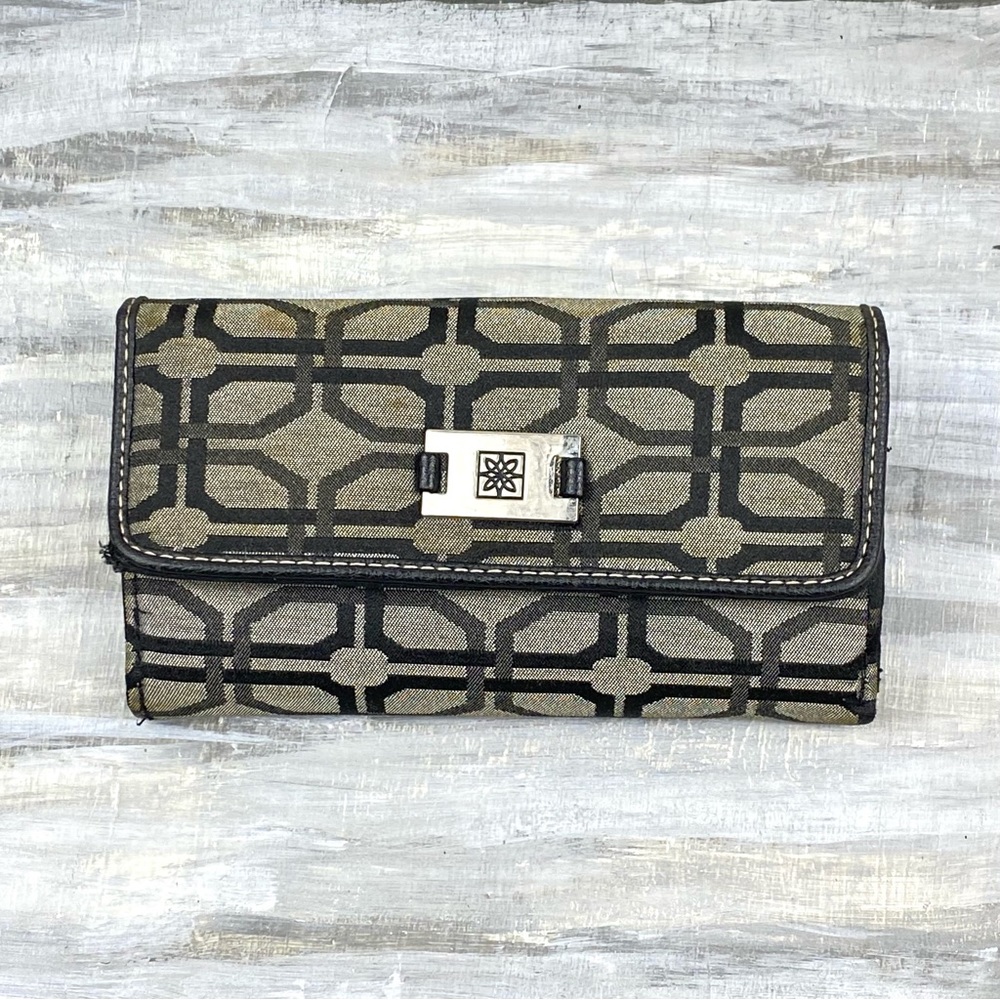 Geo Print Canvas Flap Wallet Fabric Geometric Card Case Checkbook Change Purse
